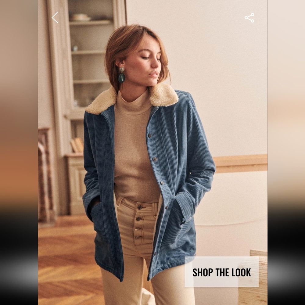 Sezane Will Vintage Blue Corduroy Jacket